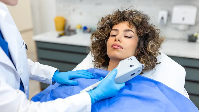 HIFU treatment in progress on the lower face