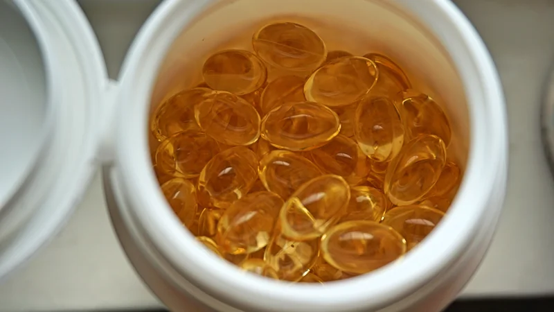 Oral peptide and collagen supplement softgel capsules in a jar